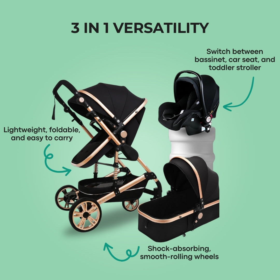 CozyHeartbeat Juno Convertible Pram - A high-quality stroller with 48+ configurations, aircraft-grade aluminum frame, and a spacious seat for newborns and growing families.