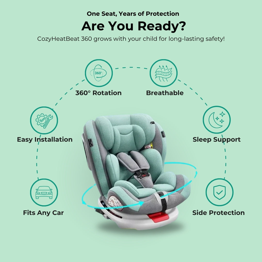 CozyHeartbeat 360 Rotating Car Seat - A safe and comfortable baby car seat with a 360-degree swivel for easy placement and exit, designed for newborns and toddlers.