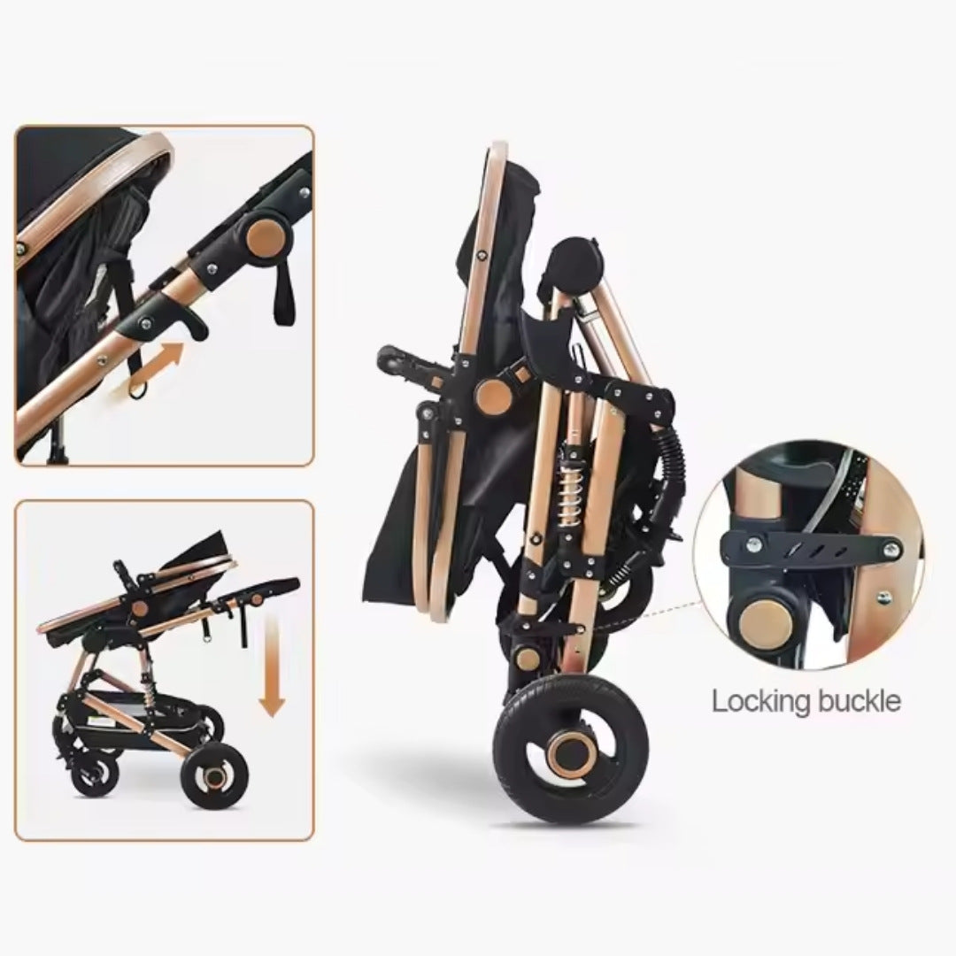 CozyHeartbeat Juno Convertible Pram - A high-quality stroller with 48+ configurations, aircraft-grade aluminum frame, and a spacious seat for newborns and growing families.