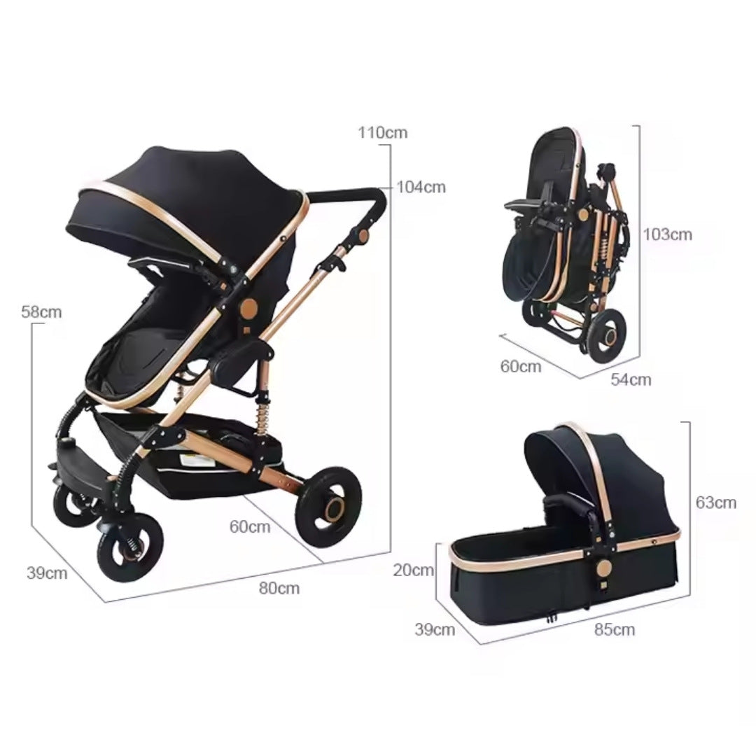 CozyHeartbeat Convertible Pram - A high-quality stroller with 48+ configurations, aircraft-grade aluminum frame, and a spacious seat for newborns and growing families.