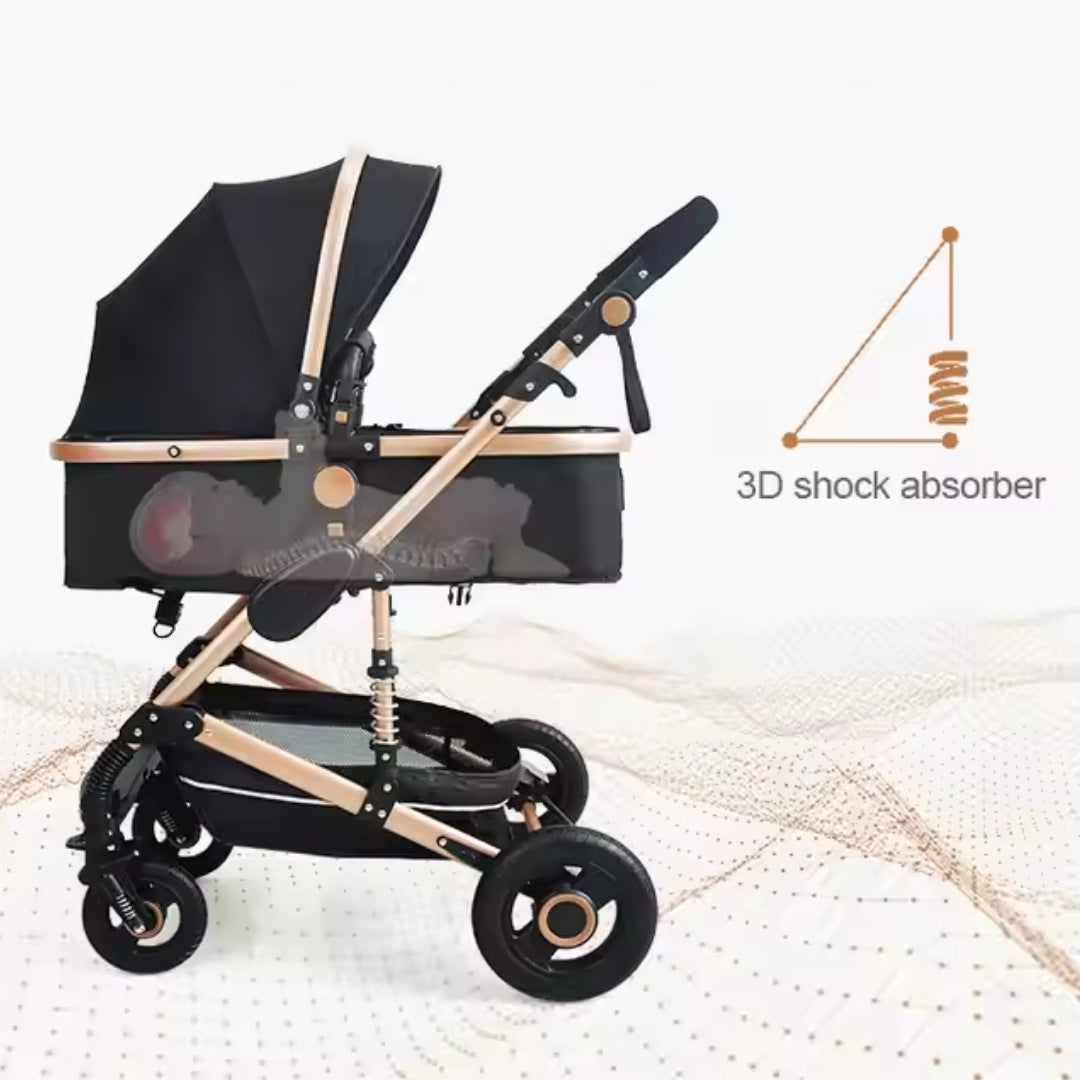 CozyHeartbeat Juno Convertible Pram - A high-quality stroller with 48+ configurations, aircraft-grade aluminum frame, and a spacious seat for newborns and growing families.
